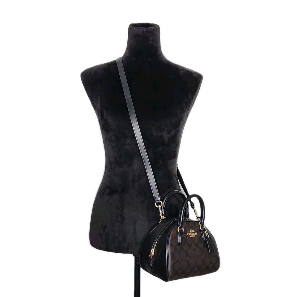 Coach Sydney Satchel Signature Canvas CA591 Brown Black Crossbody